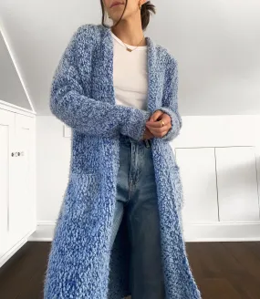 Blue Popcorn Knit Cardigan