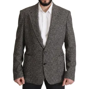 Dolce & Gabbana Exquisite Gray Herringbone Blazer Jacket