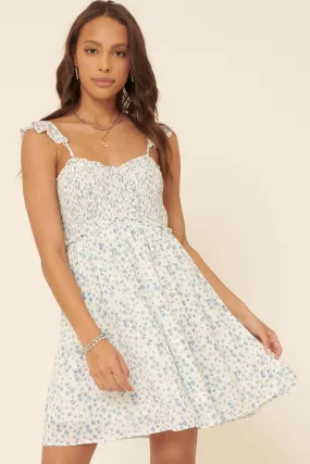 Fresh Winds Smocked Floral Mini Sundress