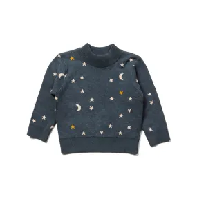 From One To Another Navy Golden Stars Knitted Sweater - 1 Left Size 3-4 years