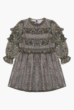 Velveteen Luna Girls Dress - Inky